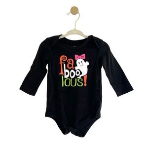 Spooky Glitter Black Ghost with Pink Bow Kids Halloween Bodysuit Baby 12 Months